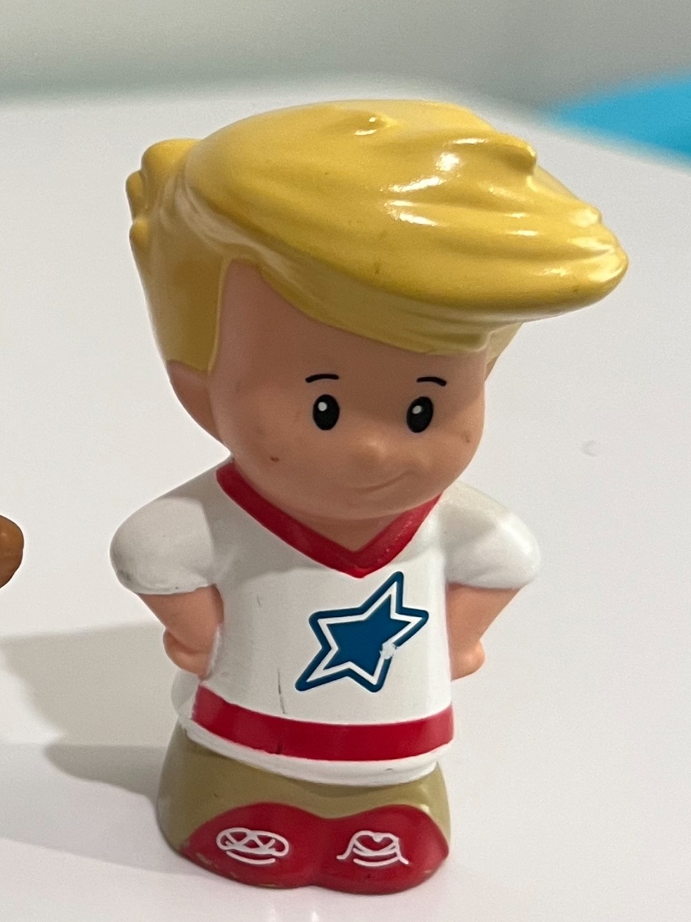 Blonde-Haired Kids Vinyl Figure Toy in White & Red Jersey